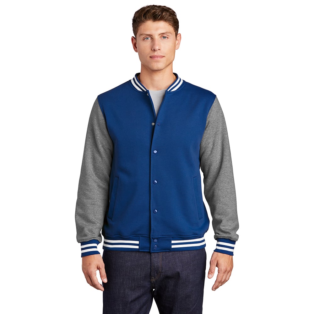 Sport - Tek ST270 Fleece Letterman Jacket with Front Slash Pockets - Gorvex.com