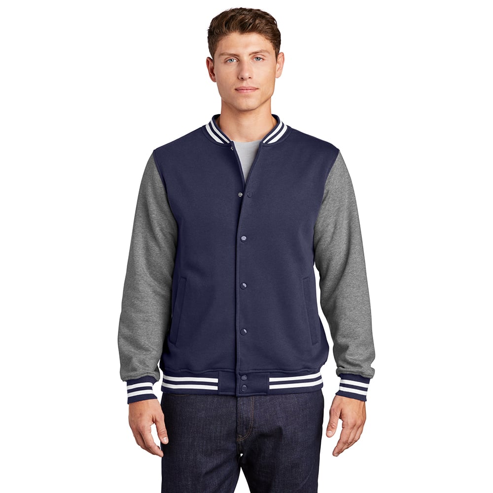 Sport - Tek ST270 Fleece Letterman Jacket with Front Slash Pockets - Gorvex.com