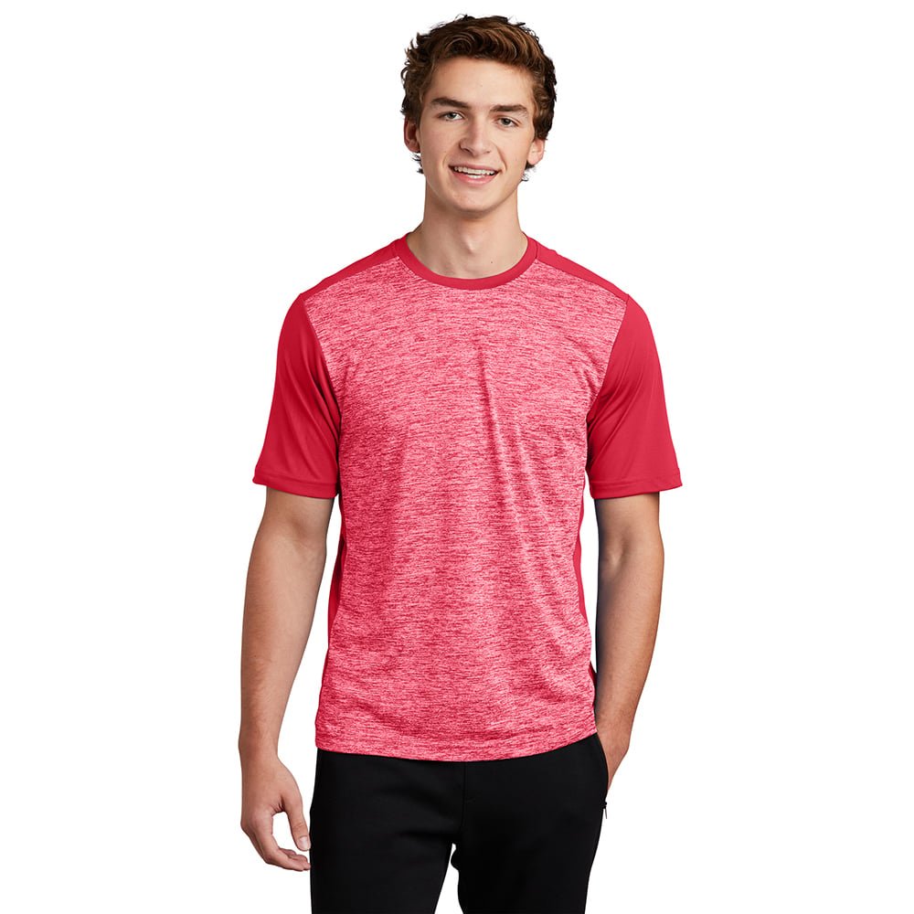 Sport - Tek ST395 PosiCharge Two - Tone Electric Heather Short Sleeve Tee - Gorvex.com