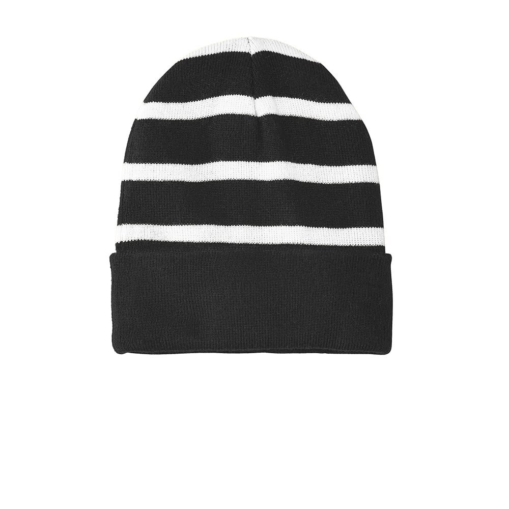 Sport - Tek STC31 Striped Beanie with Solid Band - Gorvex.com