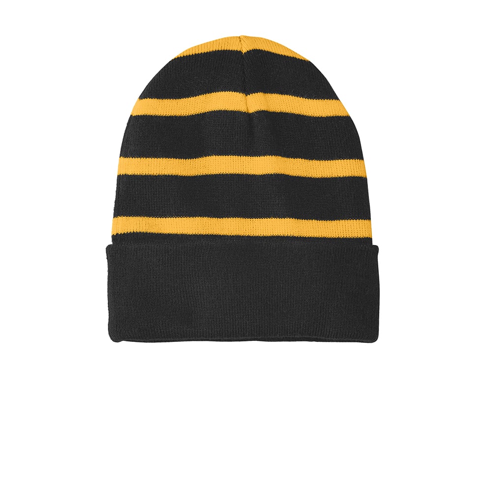 Sport - Tek STC31 Striped Beanie with Solid Band - Gorvex.com