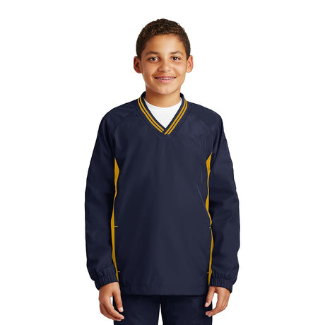 Sport - Tek YST62 Youth Tipped V - Neck Raglan Wind Shirt with Pockets - Gorvex.com