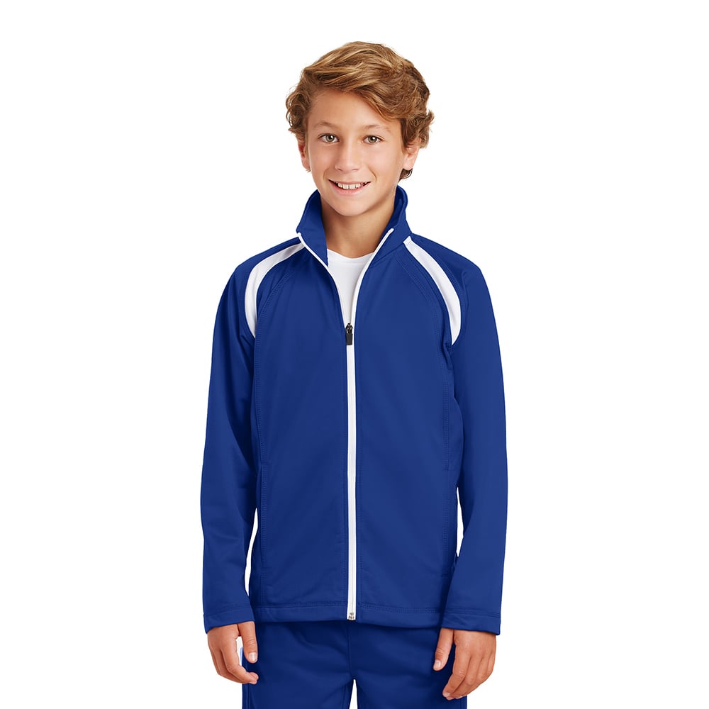 Sport - Tek YST90 Youth Raglan Tricot Track Jacket with Zippered Pockets - Gorvex.com