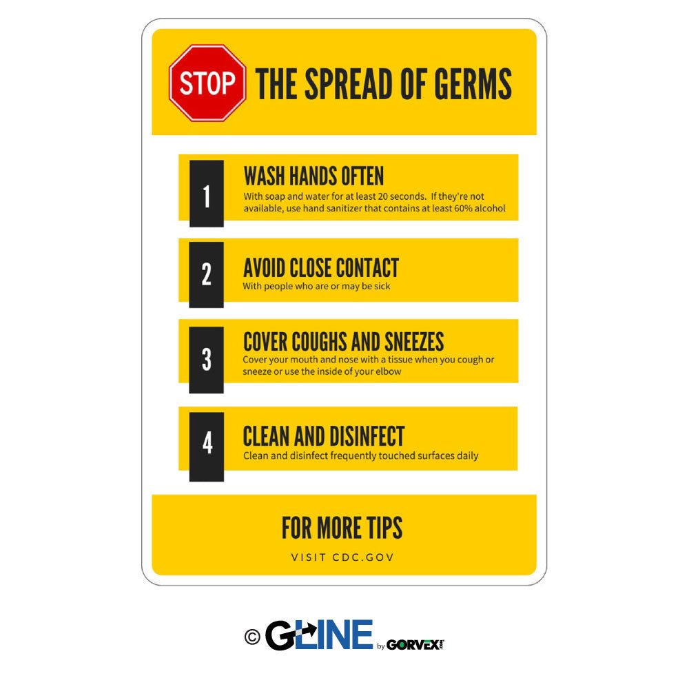 Stop the Spread of Germs - Germ and Virus Prevention Sign - Gorvex.com