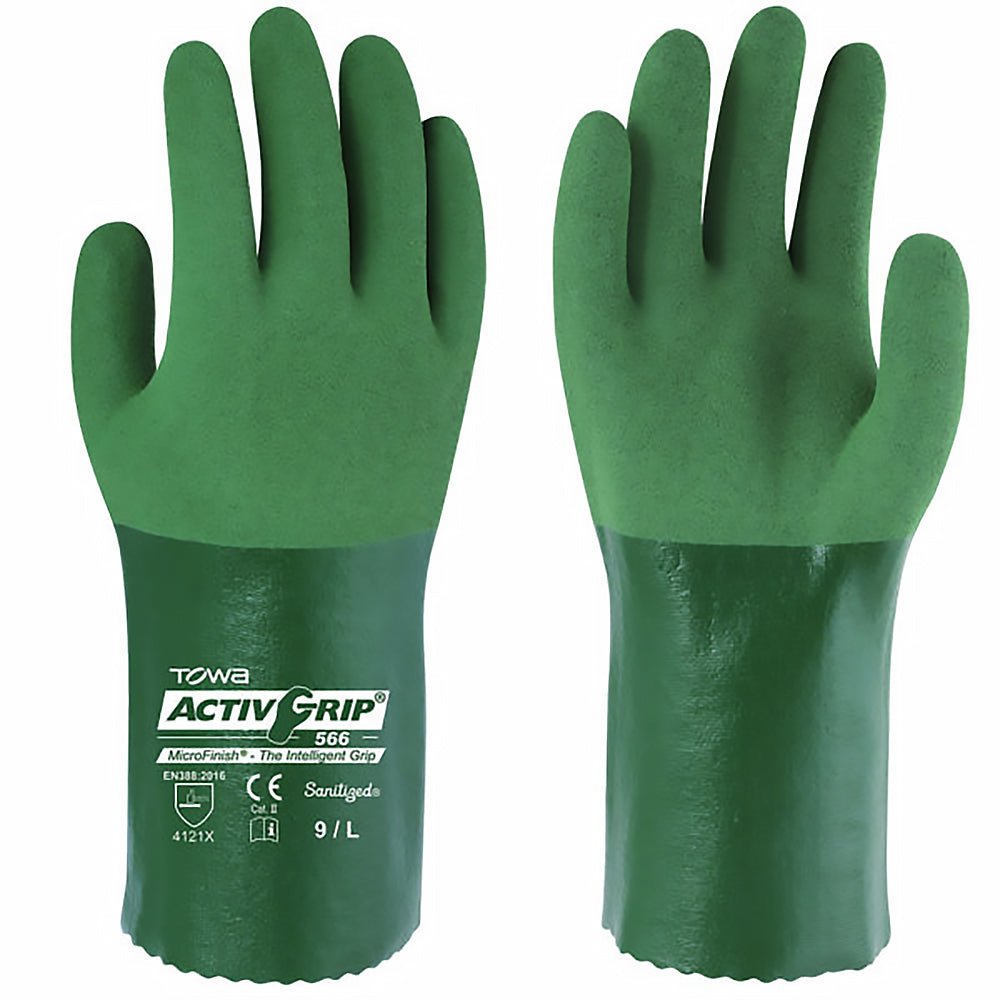 TOWA™ ActivGrip™ Advance 12" Poly/Cotton Gloves with Microfinish® Coat, 1 dozen (12 pairs) - Gorvex.com