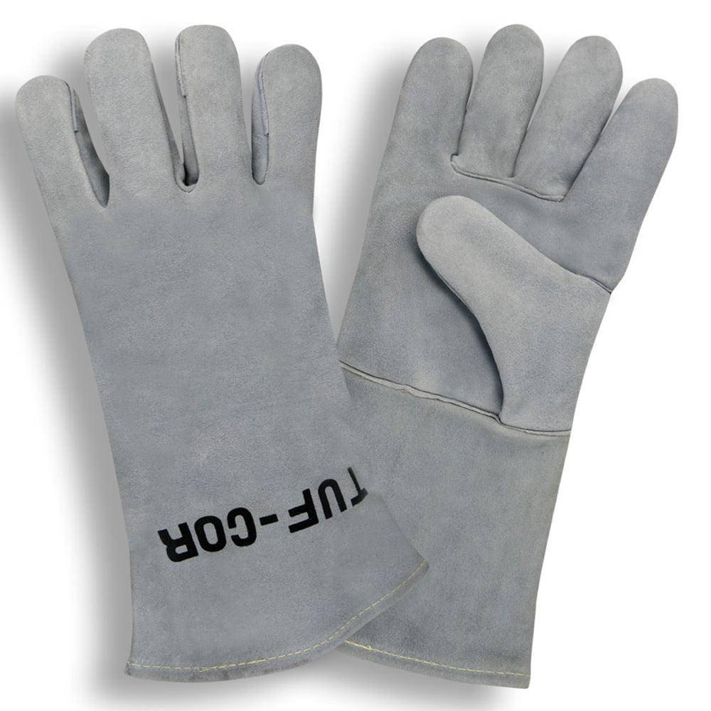 Tuf - Cor Premium Cowhide Welders Glove with Sock Lining + Wing Thumb, 1 dozen (12 pairs) - Gorvex.com