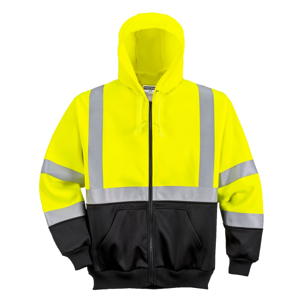 Portwest UB315 Hi Vis Two-Toned Zipped Hoodie with Oversized Pockets