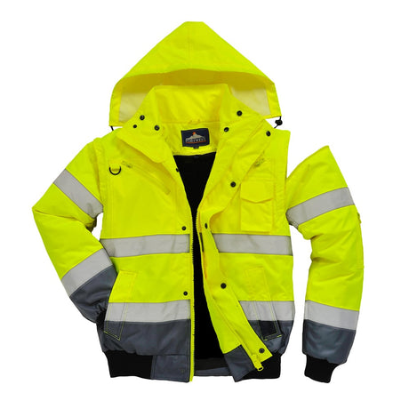 Portwest UC465 Hi Vis Contrast Bomber Jacket with Knitted Waistband