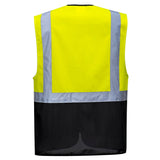 Portwest UC476 Warsaw Hi Vis Executive Solid Vest with Black Bottom