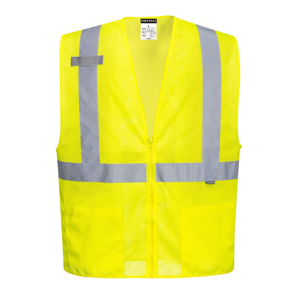 Portwest UC493 Vest-Port Series Economy Mesh Hi Vis Vest with 2 Pockets