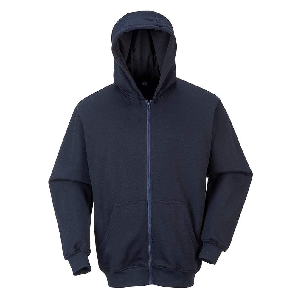 Portwest UFR81 FR Zip Front Hooded Sweatshirt with Rib Cuff and Hems