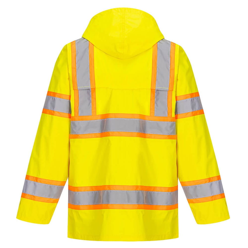 Portwest UH400 Hi-Vis Waterproof Rain Jacket with Contrast Tape