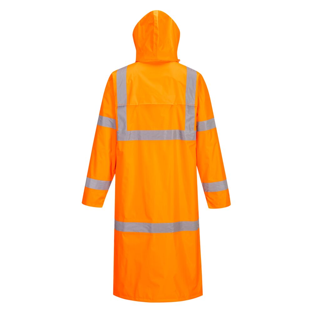 Portwest UH445 Hi Vis Classic Rain Coat 48" with Elastic Storm Cuff