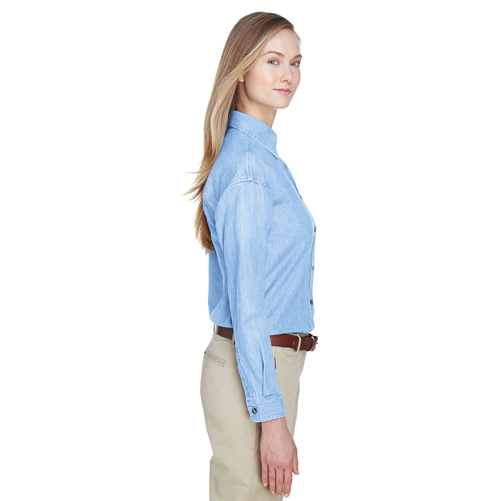 UltraClub 8966 Ladies' Long Sleeve Cypress Denim Shirt - Gorvex.com