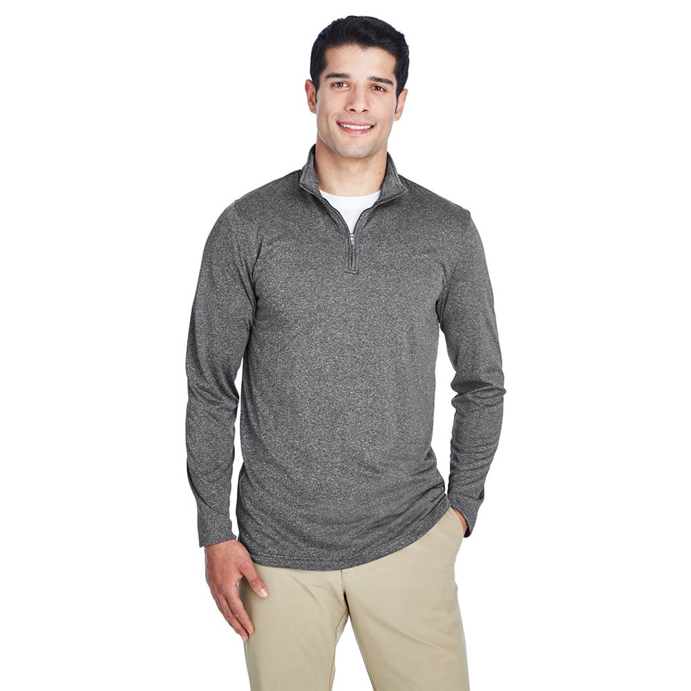 UltraClub Cool & Dry 8618 Men's Heathered Performance Quarter - Zip - Gorvex.com