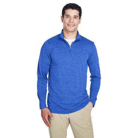 UltraClub Cool & Dry 8618 Men's Heathered Performance Quarter - Zip - Gorvex.com