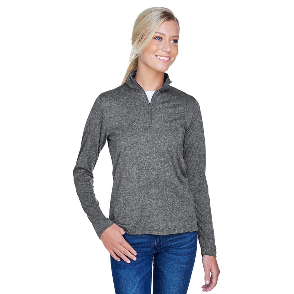 UltraClub Cool & Dry 8618W Ladies' Heathered Performance Quarter - Zip - Gorvex.com