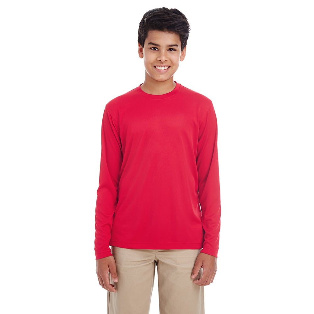 UltraClub Cool & Dry 8622Y Youth Performance Long - Sleeve T-Shirt - Gorvex.com