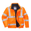 Portwest URT32 Hi Vis Orange Lined Bomber Jacket with Detachable Hood