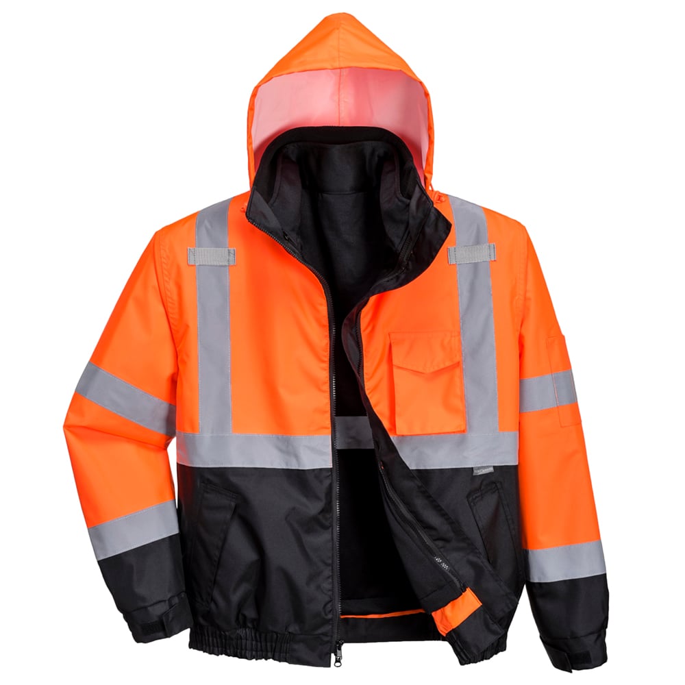 Portwest US365 Hi Vis 3-in-1 Premium Bomber Jacket with Zip Sweatshirt