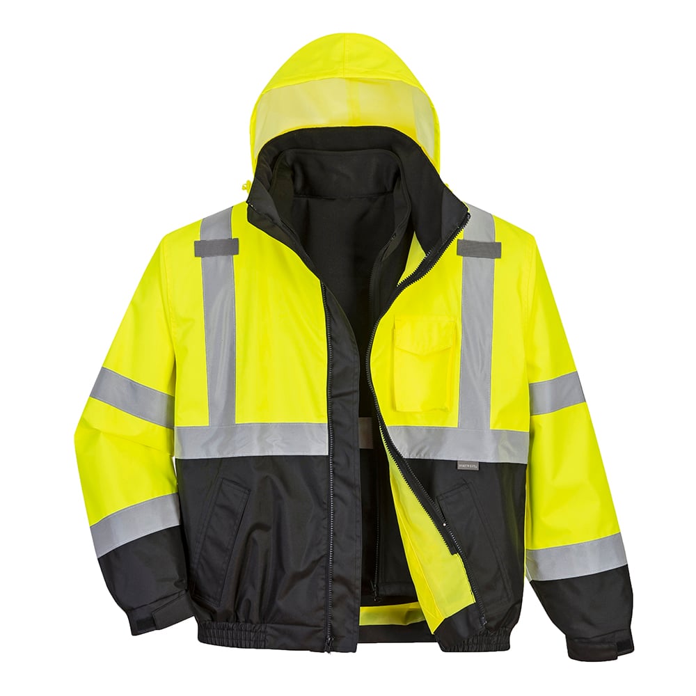 Portwest US365 Hi Vis 3-in-1 Premium Bomber Jacket with Zip Sweatshirt