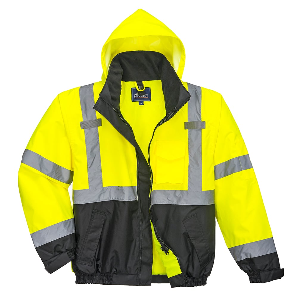 Portwest US365 Hi Vis 3-in-1 Premium Bomber Jacket with Zip Sweatshirt