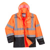 Portwest US366 Hi Vis Contrast Rain Jacket with Vented Back Cape