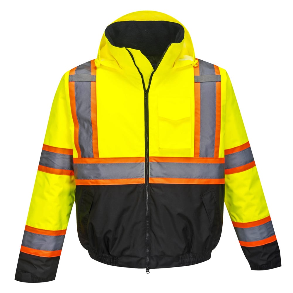 Portwest US368 Hi Vis Bomber Jacket with Contrasting Trim