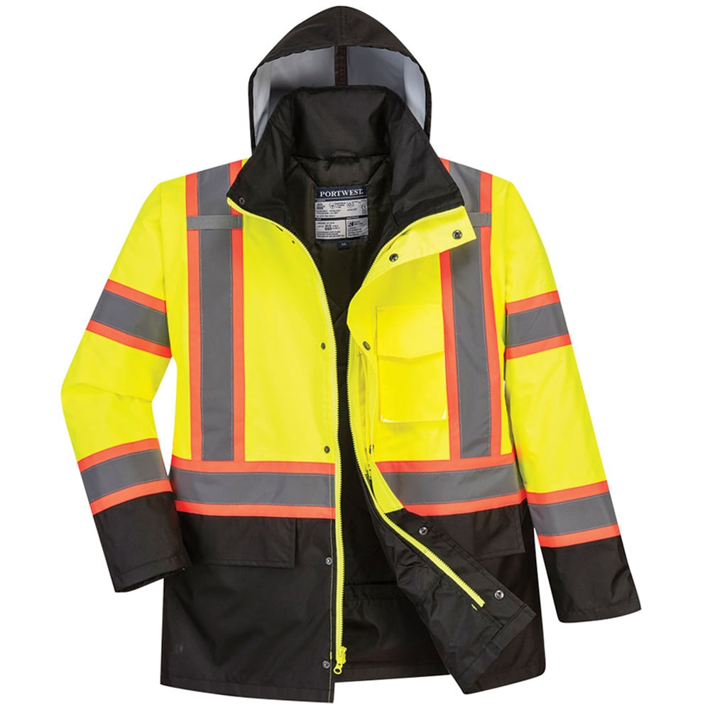 Portwest US369 Hi Vis Contrast Tape Traffic Jacket with Quilt Lining