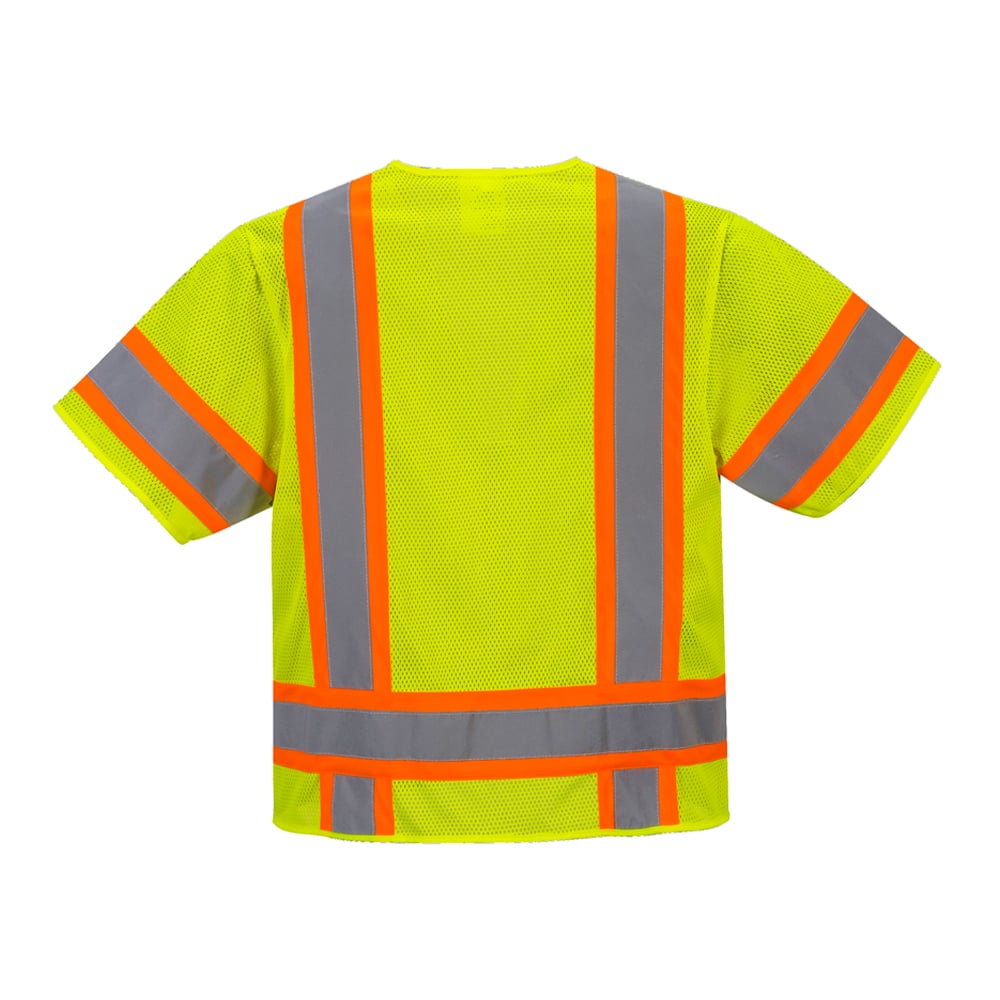 Portwest US373 Aurora Hi Vis Mesh/Solid Sleeved Vest with Zip Closure