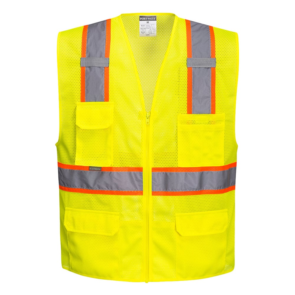 Portwest US374 Orlando Hi Vis Contrast Cooling Mesh Vest + 6 Pockets