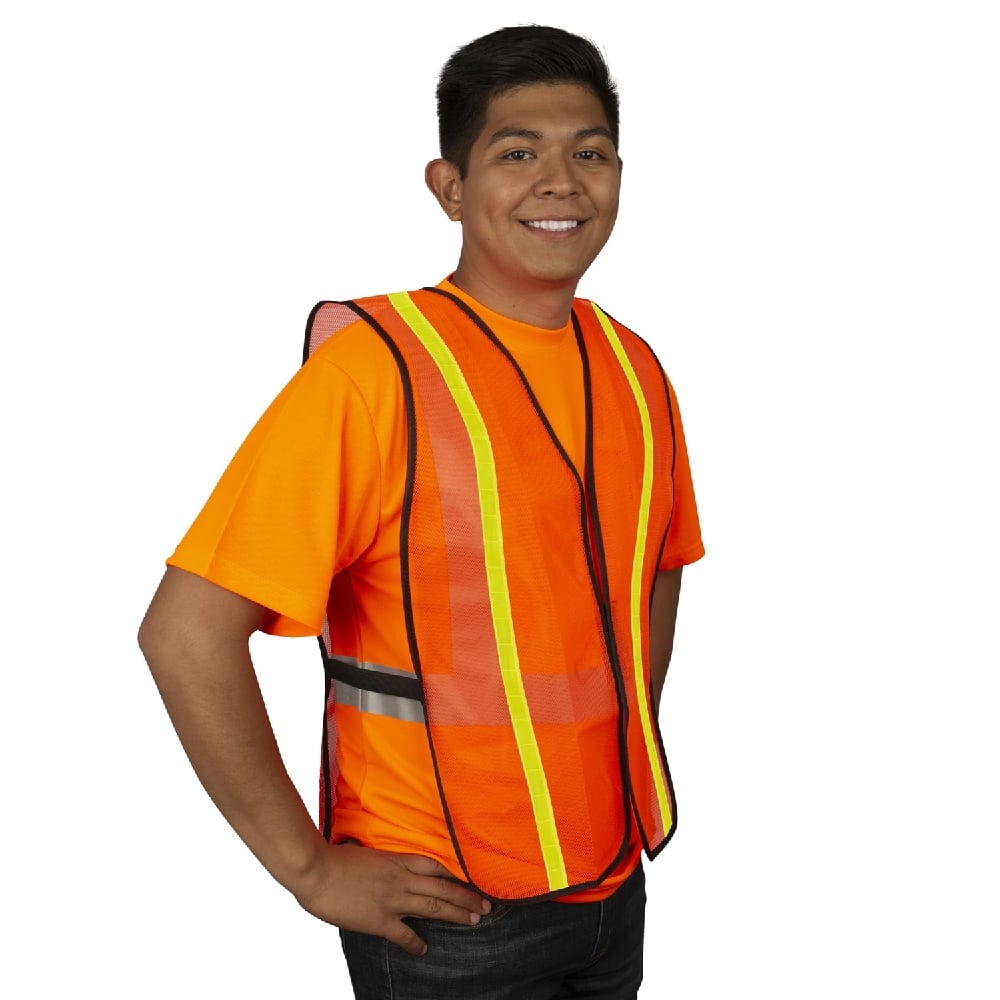 Hi Vis Mesh Vest with Reflective Strips / Hook & Loop Closure