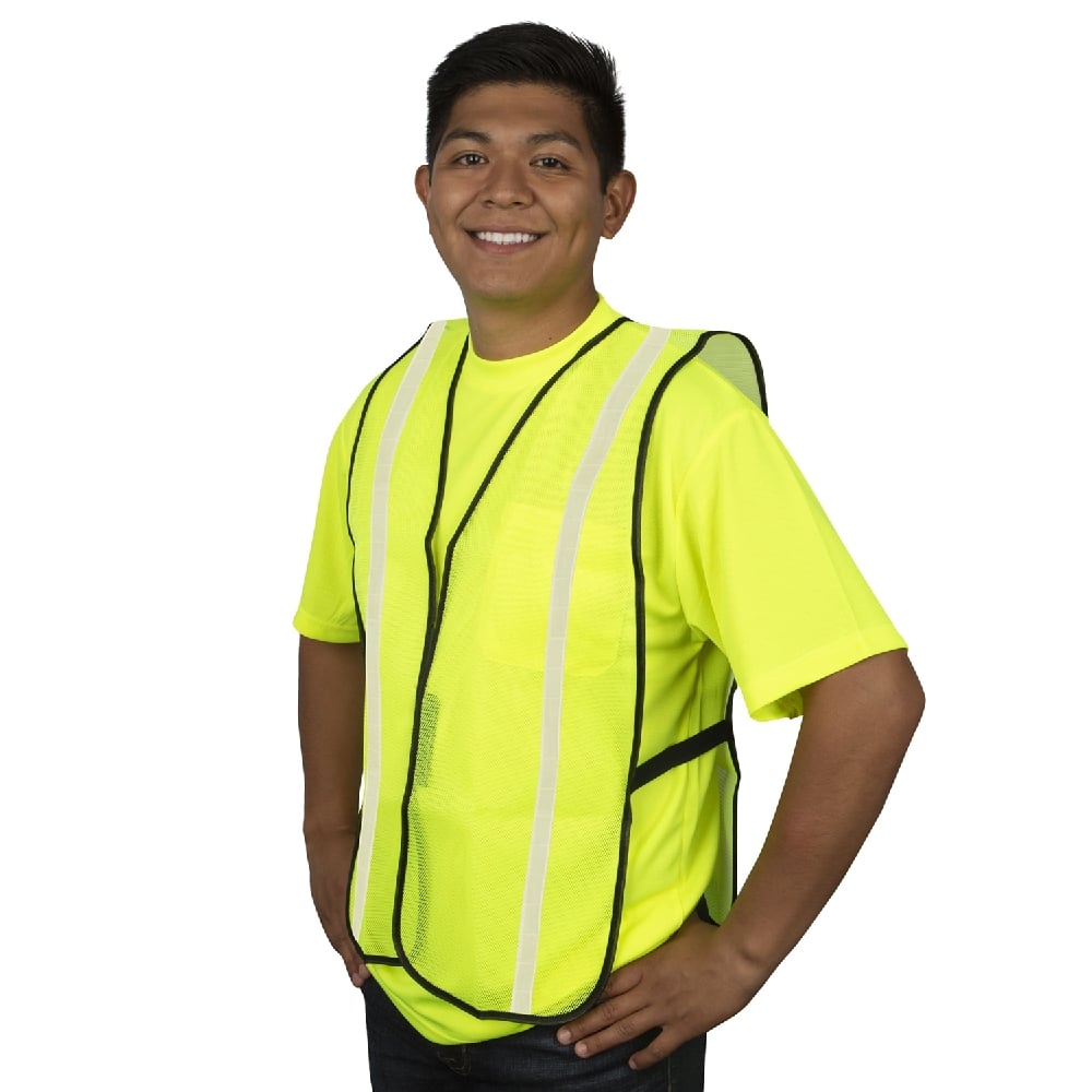 Hi Vis Mesh Vest with Reflective Strips / Hook & Loop Closure