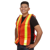 Hi Vis Mesh Vest with 2" Reflective Strips/Hook & Loop Closure