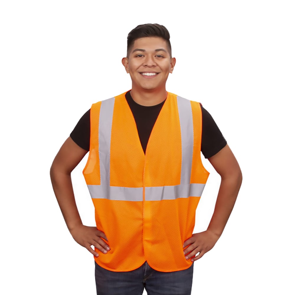 Hi Vis Mesh Vest with 2" Reflective Stripes and Velcro Closure