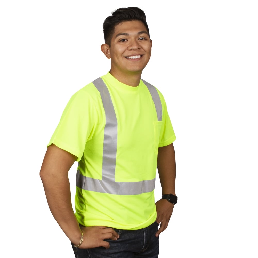 Cor-Brite® Hi Vis Short Sleeved Shirt, Reflective Tape & Chest Pocket