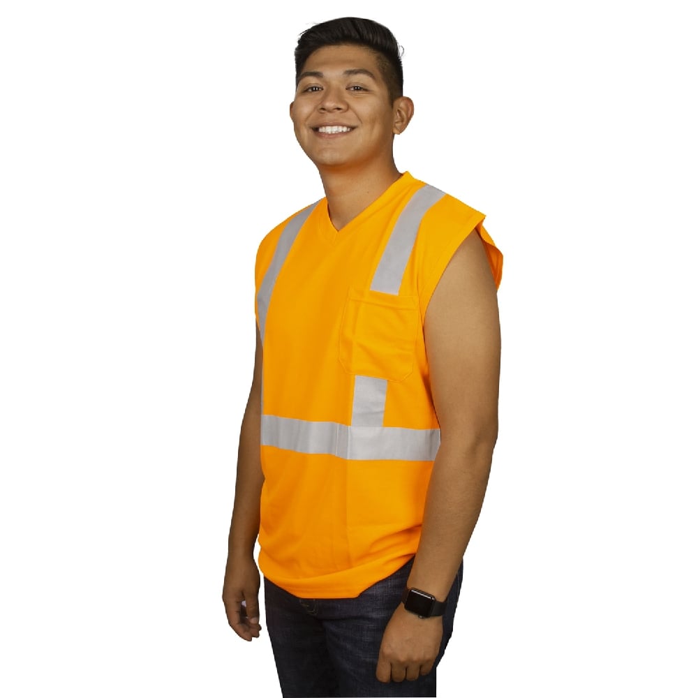 Cor-Brite® Hi Vis Sleeveless Shirt with Heat Applied Reflective Tape