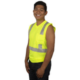 Cor-Brite® Hi Vis Sleeveless Shirt with Heat Applied Reflective Tape