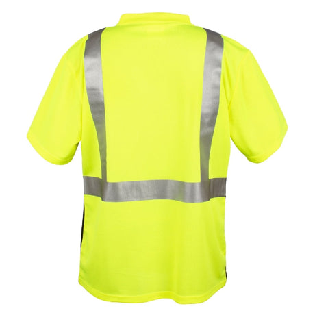 Cor-Brite® Hi Vis Birdseye Short Sleeved Shirt with Black Front Panel