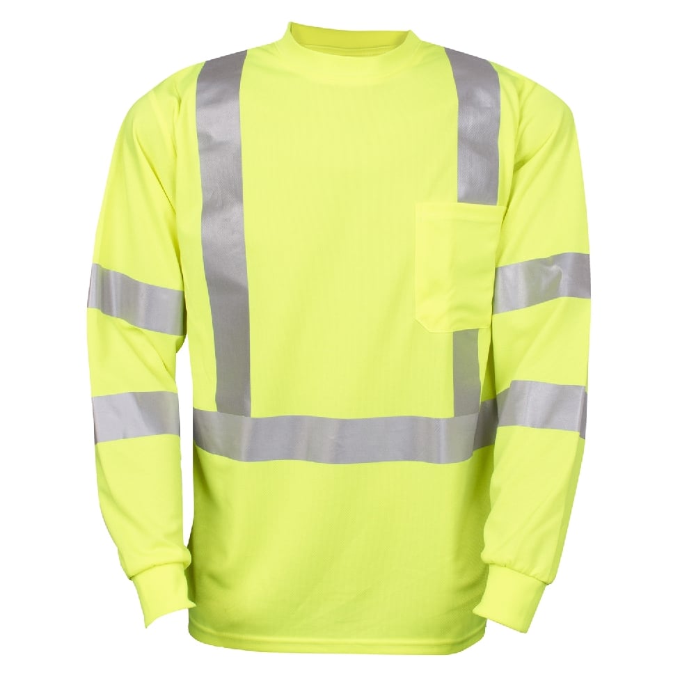 Hi Vis Long Sleeve Birdseye Shirt with Segmented Heat Transfer Tape