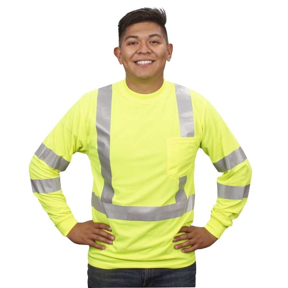 Hi Vis Long Sleeve Birdseye Shirt with Segmented Heat Transfer Tape