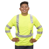 Hi Vis Long Sleeve Birdseye Shirt with Segmented Heat Transfer Tape