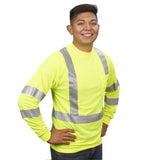 Hi Vis Long Sleeve Birdseye Shirt with Segmented Heat Transfer Tape