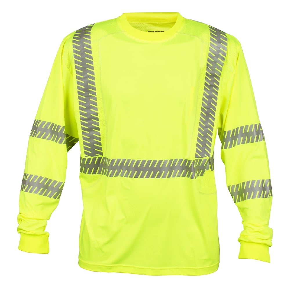 Cor-Brite™ Hi Vis Long Sleeve Shirt with Heat Applied Reflective Tape